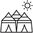 Kompaktes Erste-Hilfe-Set für Pilger | Symbolische Zelte mit Sonne darüber